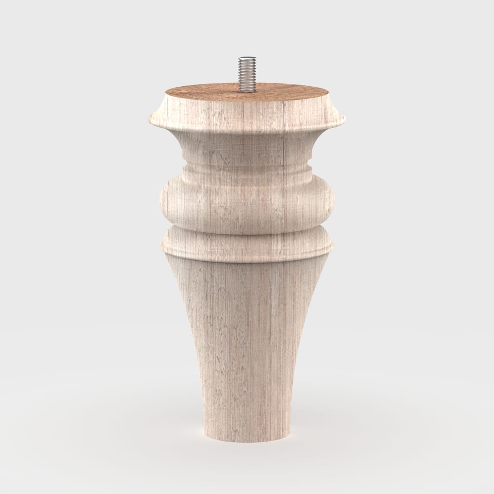 Bun-shaped wooden furniture leg available in 12 cm and 15 cm heights, crafted with a sturdy design for beds, sofas, and cabinets. Various finish and installation options available.