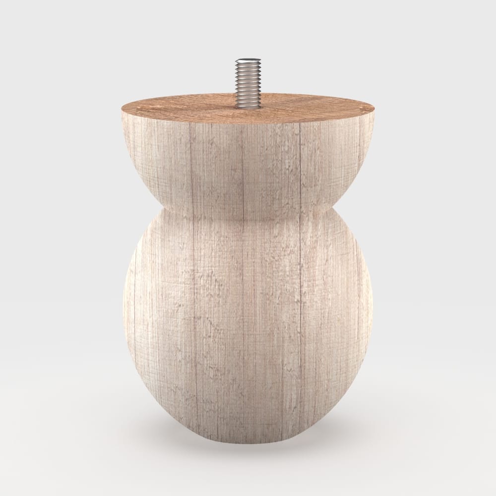 Curved wooden furniture leg inspired by Turkish tea glasses, available in multiple finishes and installation options, ideal for sofas, chairs, and cabinets.