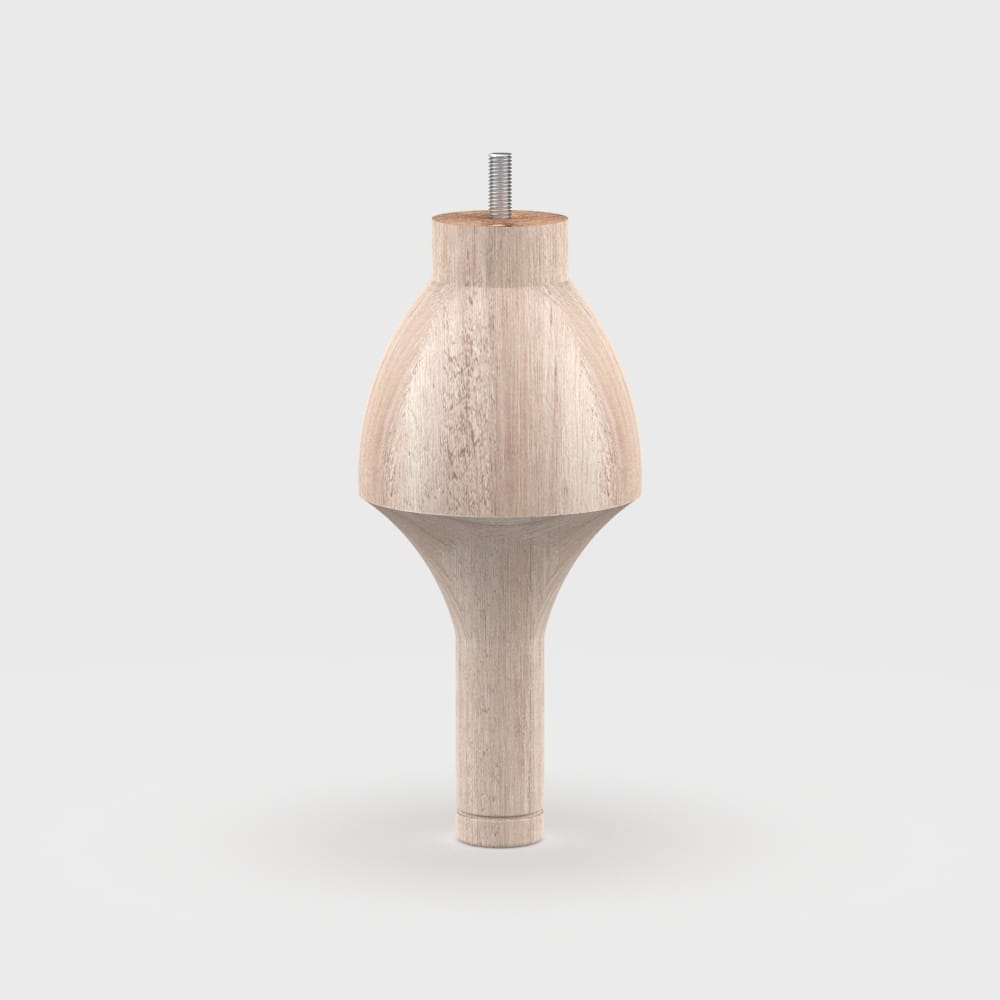 Bold-to-tapered wooden furniture leg with an elegant design, suitable for sofas, chairs, cabinets, and footstools, available in various finishes and installation options.