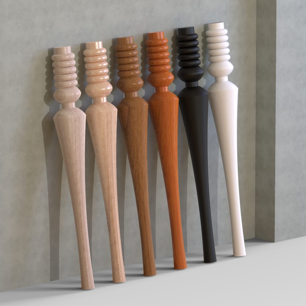 Bold and modern 73cm wooden leg with a geometric design, perfect for DIY tables and contemporary furniture.