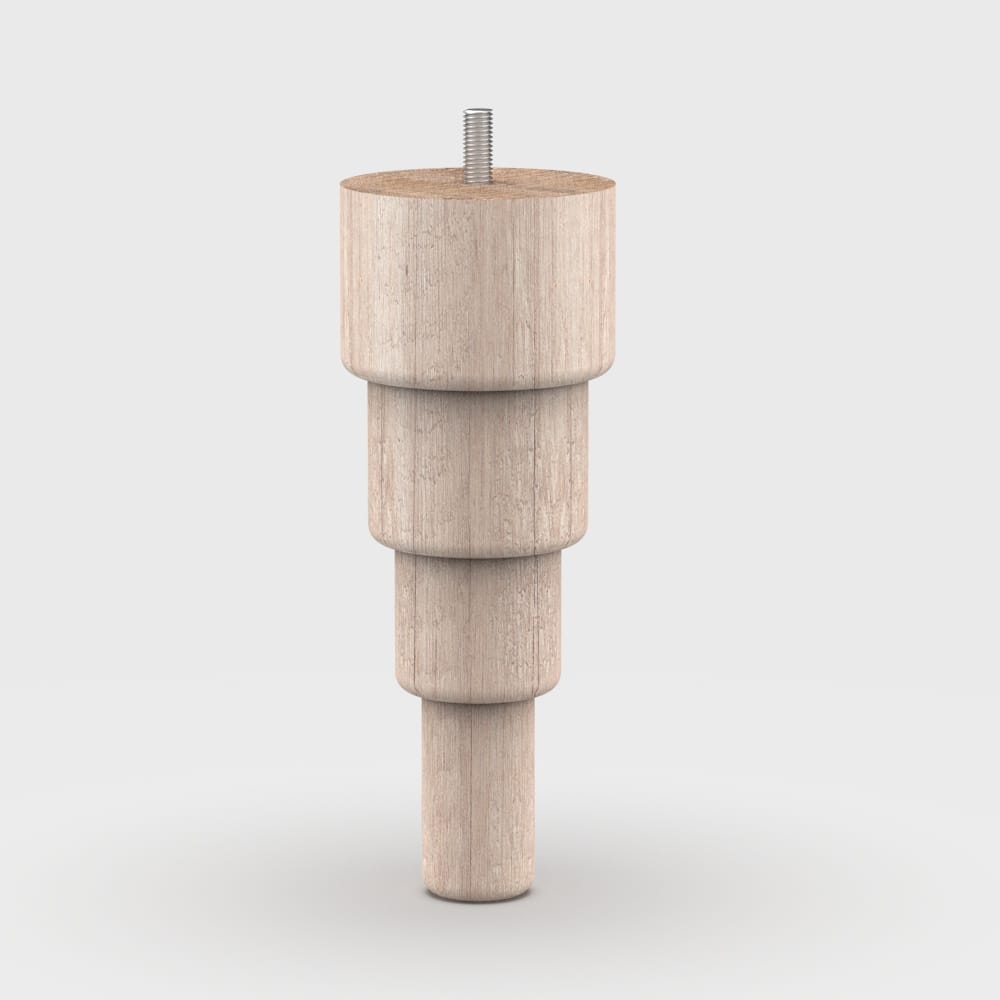 Inverted sculptural wooden furniture leg, inspired by the Turkish name "tower," suitable for various furniture, with customizable finishes and installation options.