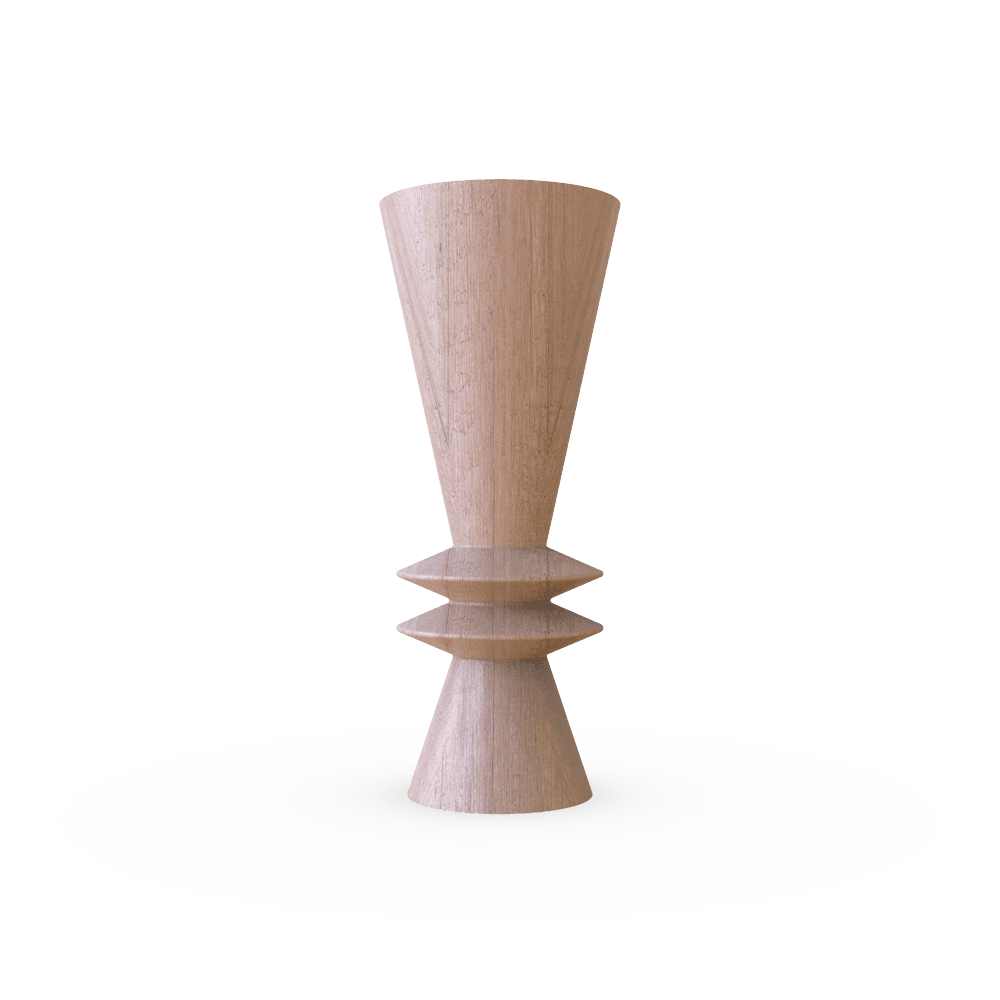 Unique wooden furniture leg with dual-tapered design and two decorative rings in the center, ideal for sofas, armchairs, footstools, and cabinets.