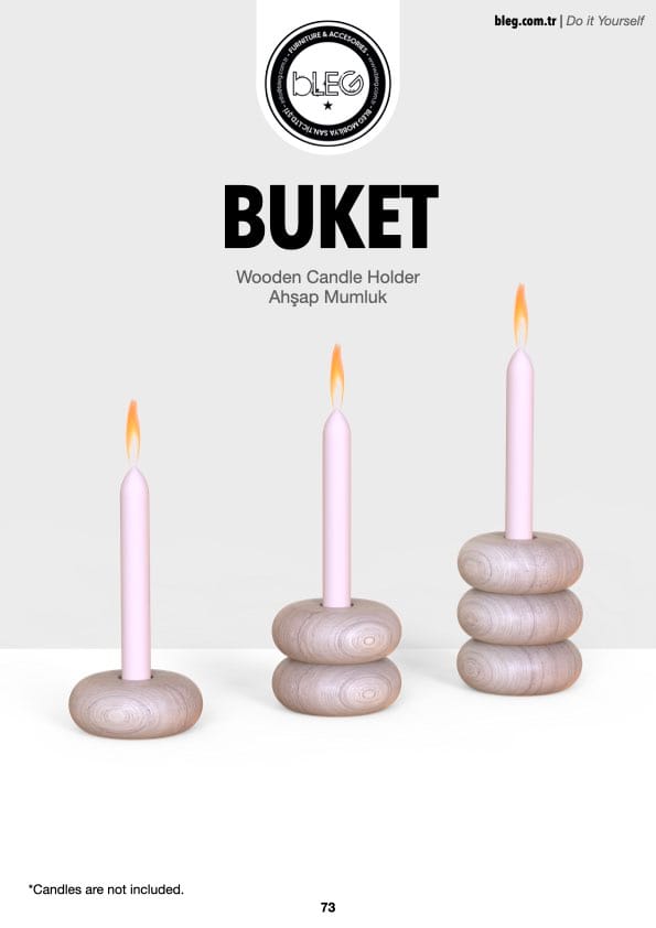 3-piece wooden candle holder set by BLEG with rounded, stacked curves in varying designs, perfect for stylish home décor and events.