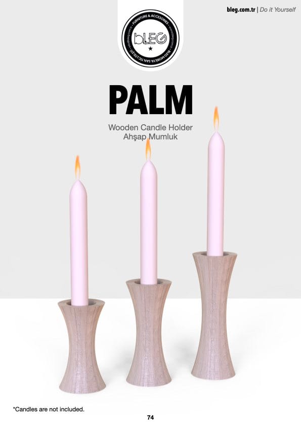 3-piece wooden candle holder set by BLEG with a sleek, turned design and varying heights, ideal for stylish home and event décor.
