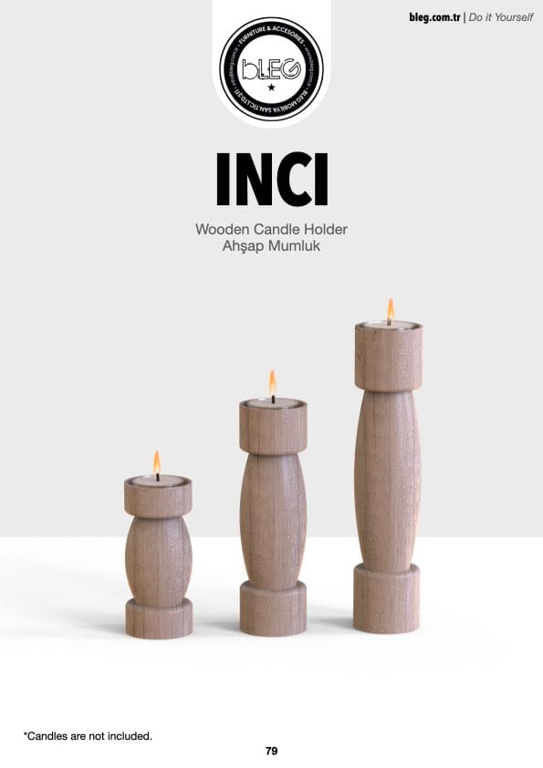 A 3-piece wooden candle holder set by BLEG, featuring a refined lathe-crafted design with varying heights for an elegant home décor accent.