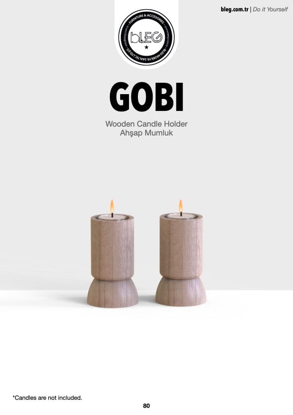 A 2-piece wooden candle holder set by BLEG, featuring identical designs and minimalist elegance for home décor or special events.