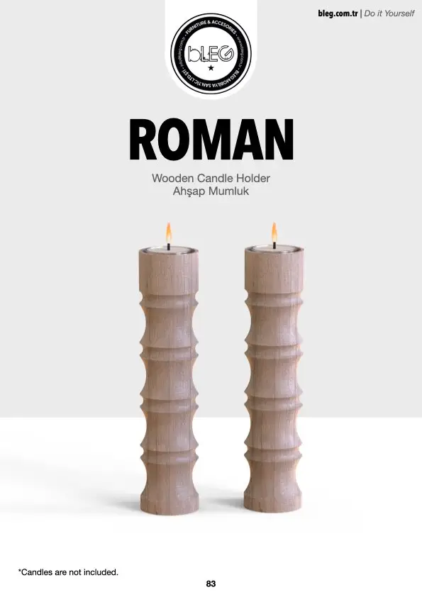 A 2-piece wooden candle holder set by BLEG featuring a classic turned design, perfect for elegant home décor.