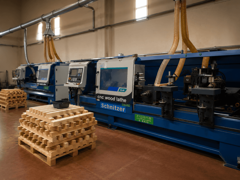 4 axis CNC wood turning machines for solid wood component production